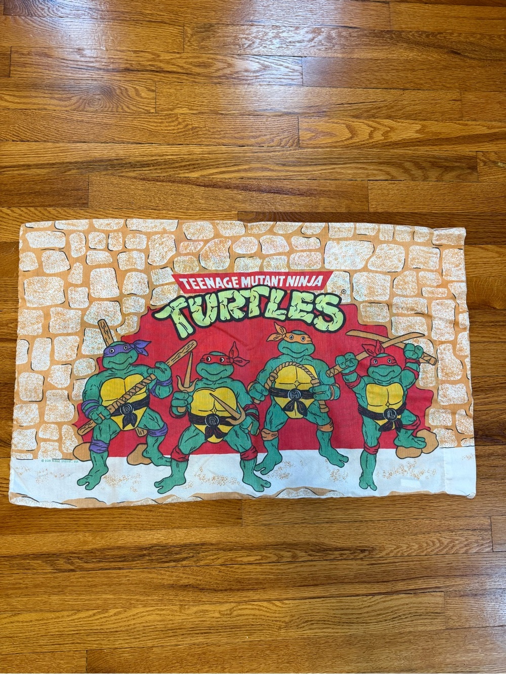 Vintage 80s Teenage Mutant Ninja Turtles Pillowcase, Pillow TMNT Fabric 1988